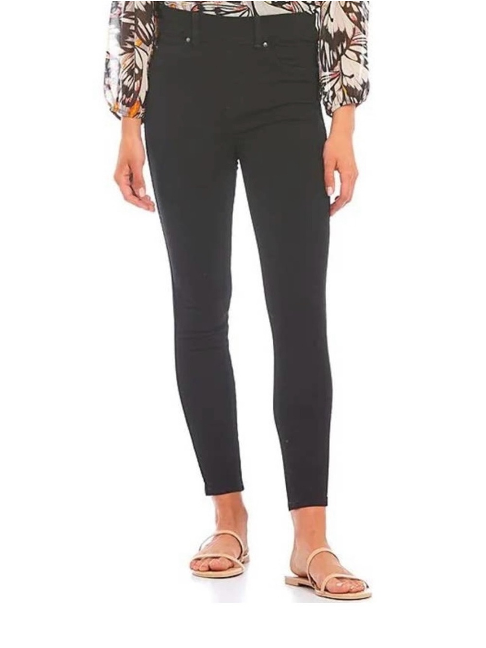 SPANX Black Pull On High-Rise Skinny Ankle Denim Jeans Pants Medium Career Wear
